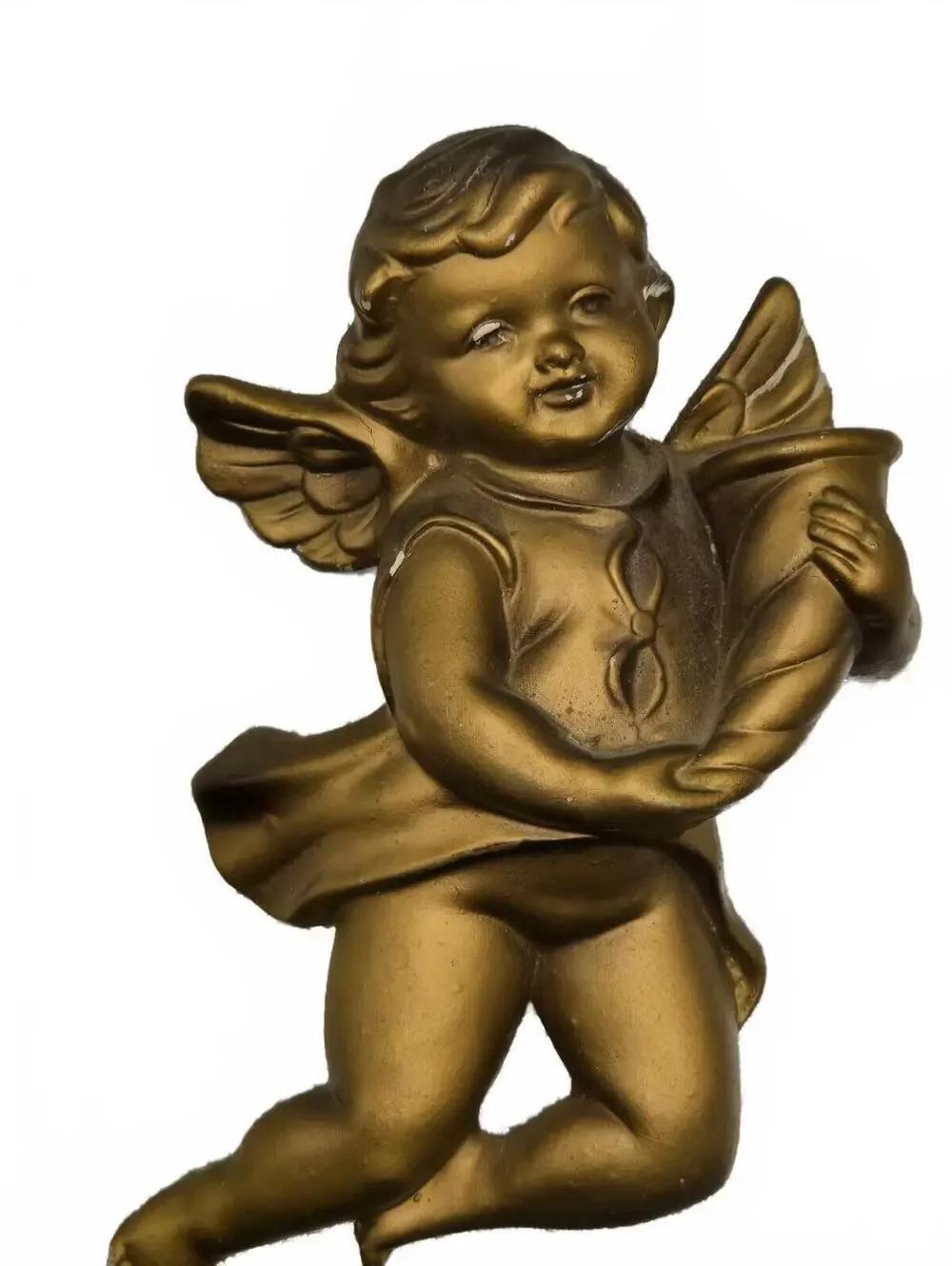 Pair VtgGold Cherub Angel Wall Plaques, sconces Hanging Decor